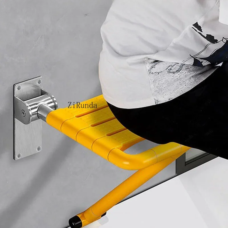 Portable bathroom chair, foldable bathroom interior wall seat, fixed bathroom furniture shower stool 6