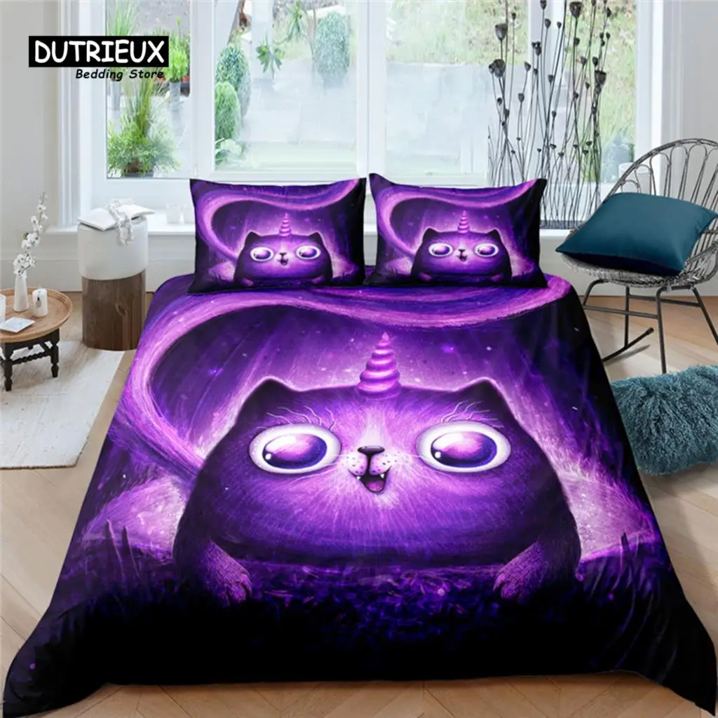 

Home Living Luxury 3D Magic Cat Bedding Set Comfortable Duvet Cover Set Kids Bedding Set Queen and King EU/US/AU/UK Size