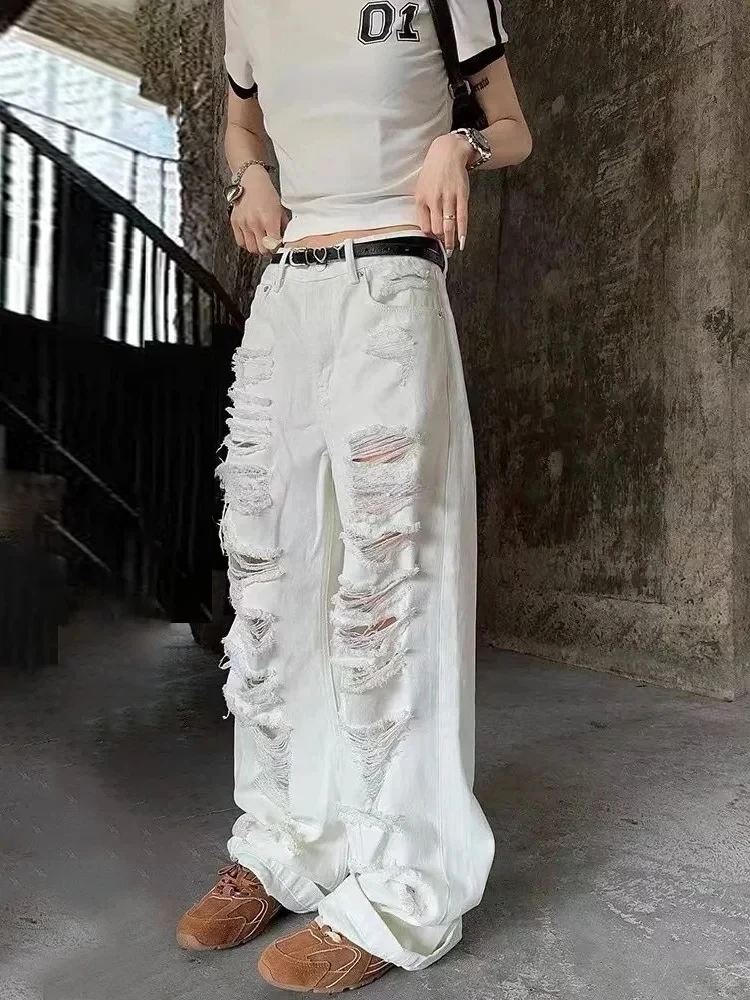 Weiße baggy jeans frauen Clearance