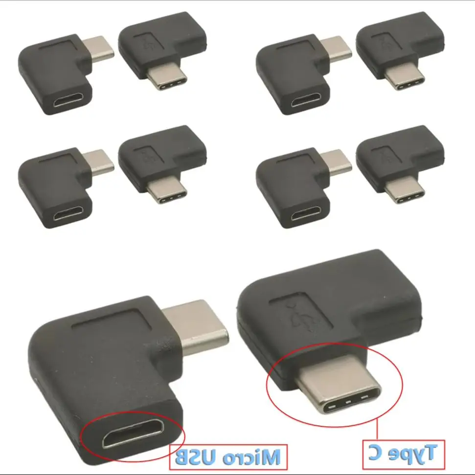 90 Degree Right Angle USB-C Charging and Data Adapter Cable