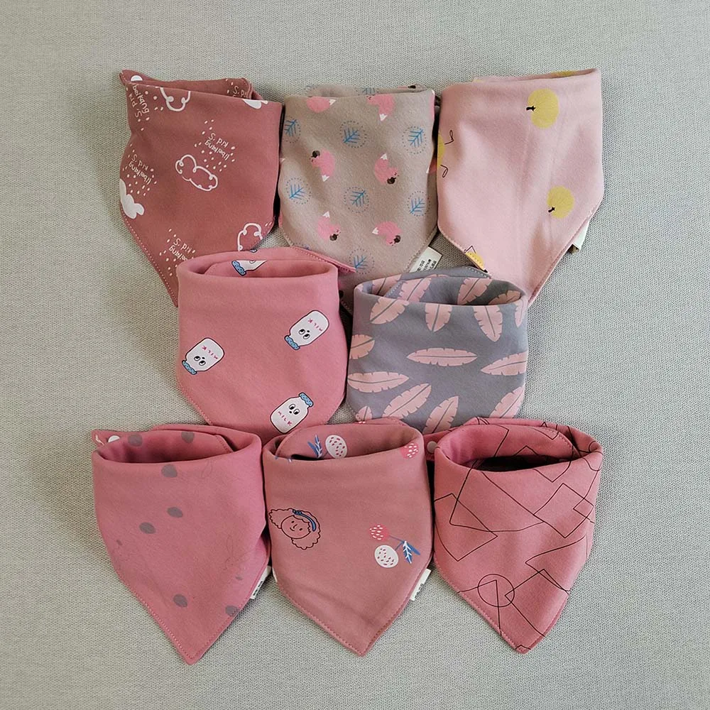 8 Pieces Baby Bibs Bandana Triangle Cotton Soft Infant Feeding Burp Cloth Newborn Teething Slaiva Towel Boy Girl Accessories 2