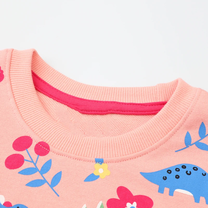 Girls Sweatshirts Dinosaur Prints Baby Girls Pink Clothes 2025 Fall New Children's Clothing Kids Long Sleeve Shirts