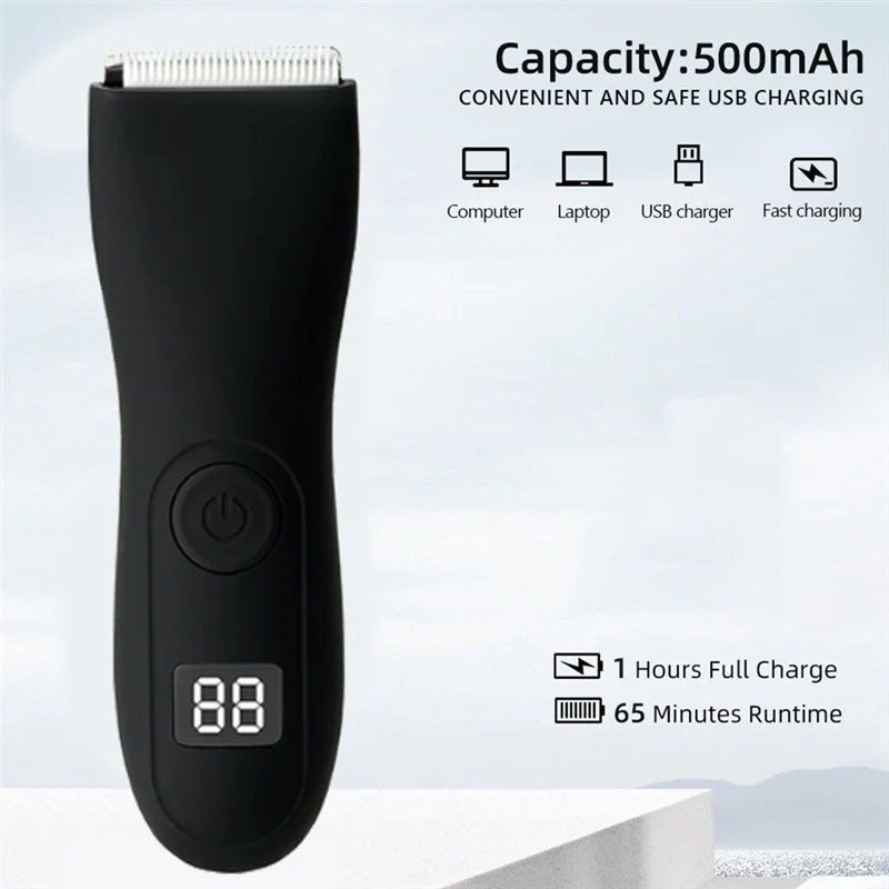 Electric Groin Hair Trimmer Body Groomer Shaver for Men Waterproof Wet/Dry Clippers Male Face Beard 3