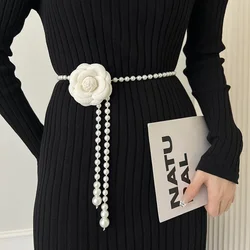 Camellia Waist Chain Accessories New Small Fragrant Flowers Pearl Belt Decorative Skirt Sweater Stylish Waist Chain