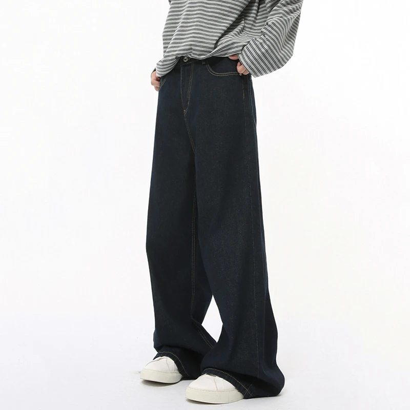 IEFB Korean Style Men Jeans Casual Droop Solid Color Trousers Straight Loose Wide Leg Autumn Male Denim Pants New Simple 9C7861 5