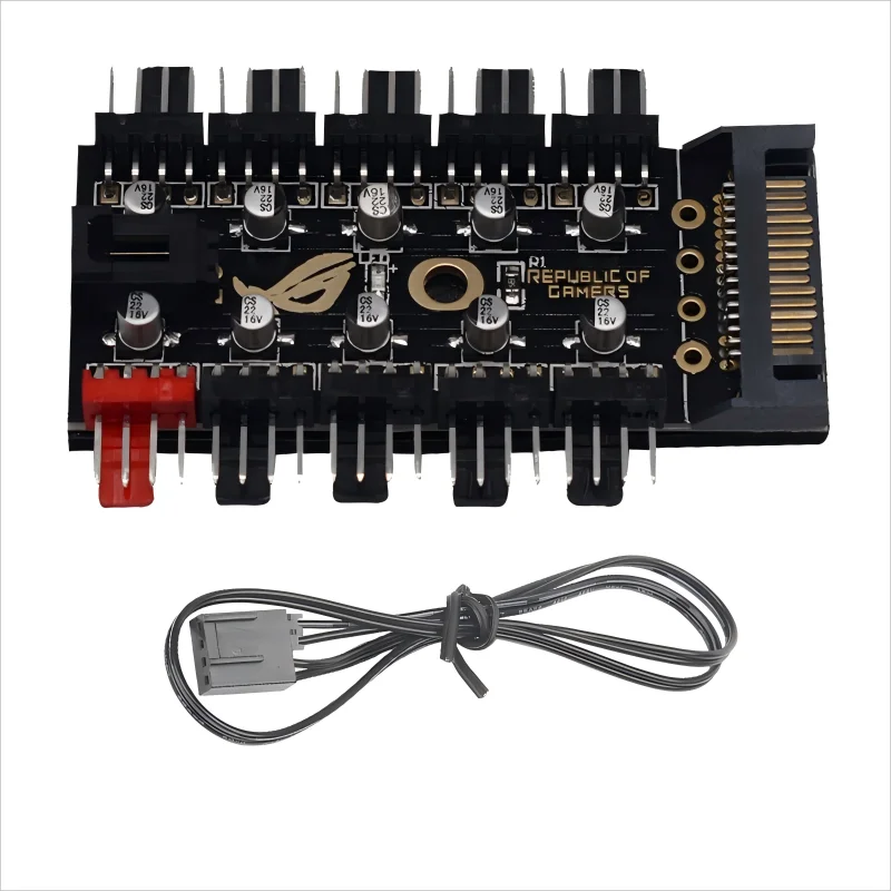 1 to 10 HUB SATA/4PIN PC CPU Chassis Cooling Fans HUB PWM Distributor Cooling Fans PWM Smart Temperature Controller Adapters