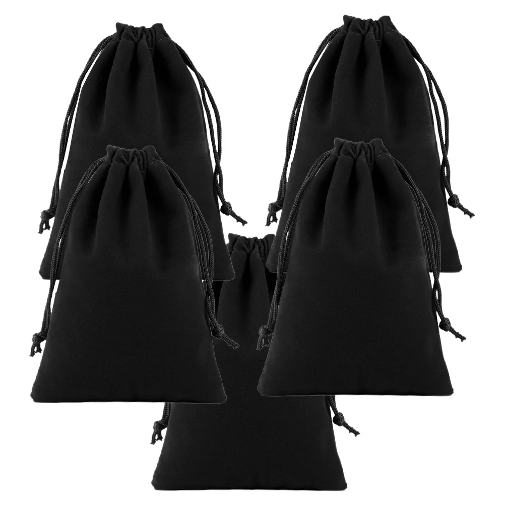 5Pcs 다기능 Drawstring 가방 블랙 20x25cm 전기 헤어 드라이어 파우치 플란넬 린트 스토리지 쥬얼리 선물 Drawstring 파우치