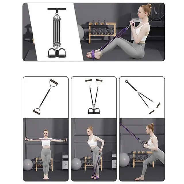 2/3/4-Strand Pedal Pull-Up Sit-Up Trainer 50/75/100 Pounds Heavy-Duty Pedal Tension Rope Non-Slip Multifunction 5