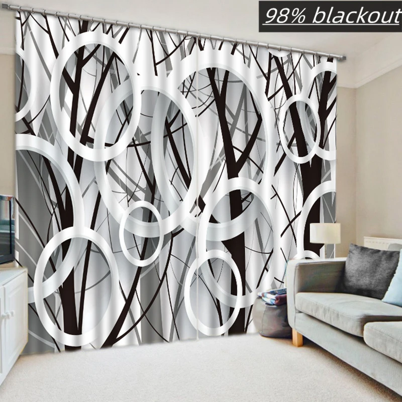 Blackout Luxe 3D Gordijnen Voor Woonkamer Slaapkamer Zwart Witte Ontwerp Sheer Gordijnen Gordijnen|Gordijnen| -