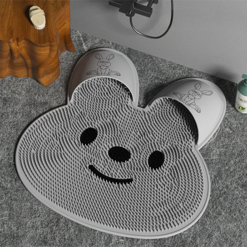 

Bath Mat Rabbit Silicone Massage Floor Mat Back Rub Tool Bathroom Non-slip Pad Foot Wash Dead Skin Removal Shower Room Floor Mat