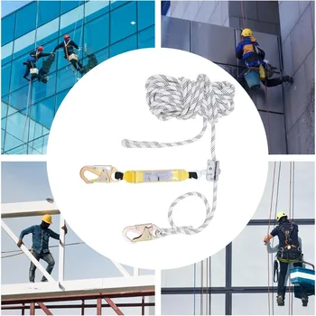 Vertical Lifeline Assembly 50ft Rope Harness Safety Lanyard Fall Protection Rope for Roofing Climbing Logging Inspections 2