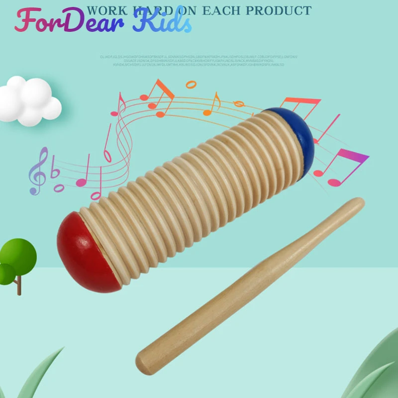 Musical Instrument Rhythm Toy Wooden Guiro Music Toy for Baby Kid Child Early Educational Toys Tool Percussion with Mallet