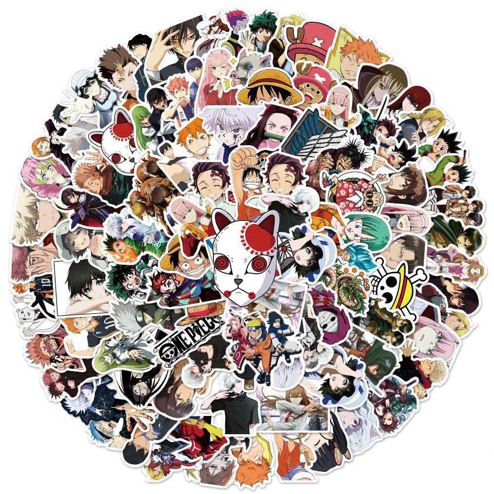 10/30/50/100PCS Mix Cartoon Anime Stickers Naruto Jujutsu Kaisen Attack On Titan Decals DIY Laptop Phone Car Sticker for Kid Toy 2