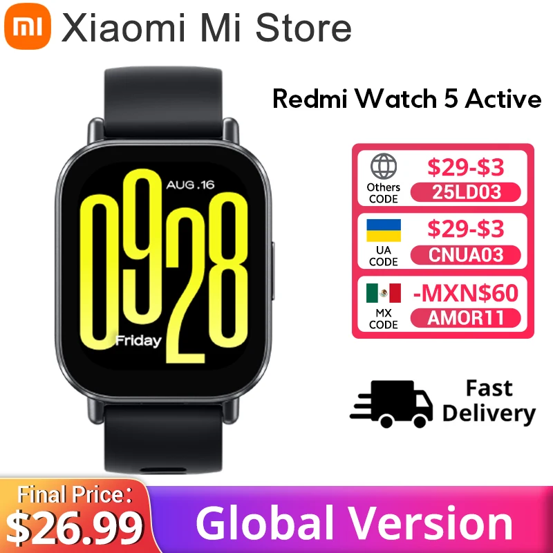 Global Version Xiaomi Redmi Watch 5 Active 2” Display Up to 18 days of battery life 140+ workout modes Bluetooth calling 5ATM