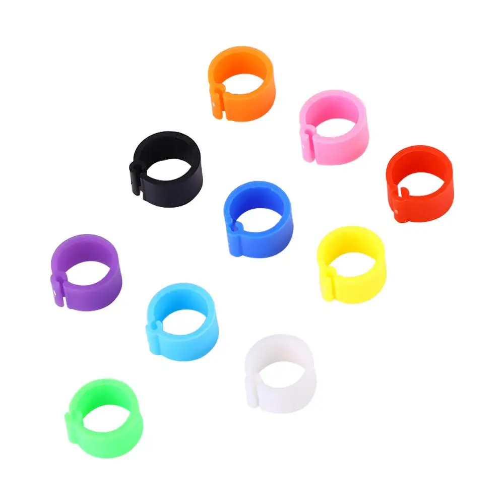 100pcs 유용한 직경 8mm 홈 가든 애완 동물 제품 플라스틱 비둘기 가금류 다리 링 클립 링 색상 무작위