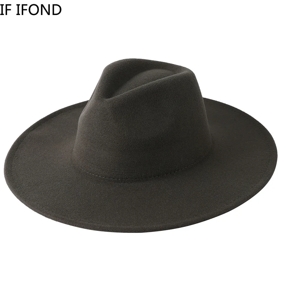 Cappello Fedora A Tesa Larga Donna Uomo Cappelli in Feltro di Lana Imitazione con Decorazione A Catena in Metallo Cappello Panama Jazz Chapeau Beige L