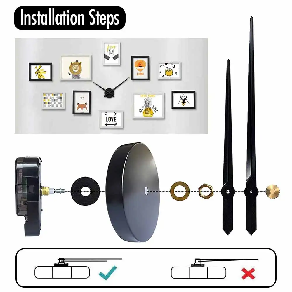 MCDFL Large 3d Wall Clock Hands Mechanism Needles Parts Repair Kit Tools Motor Pointers for 60 Cm Watches Decorated Living Room