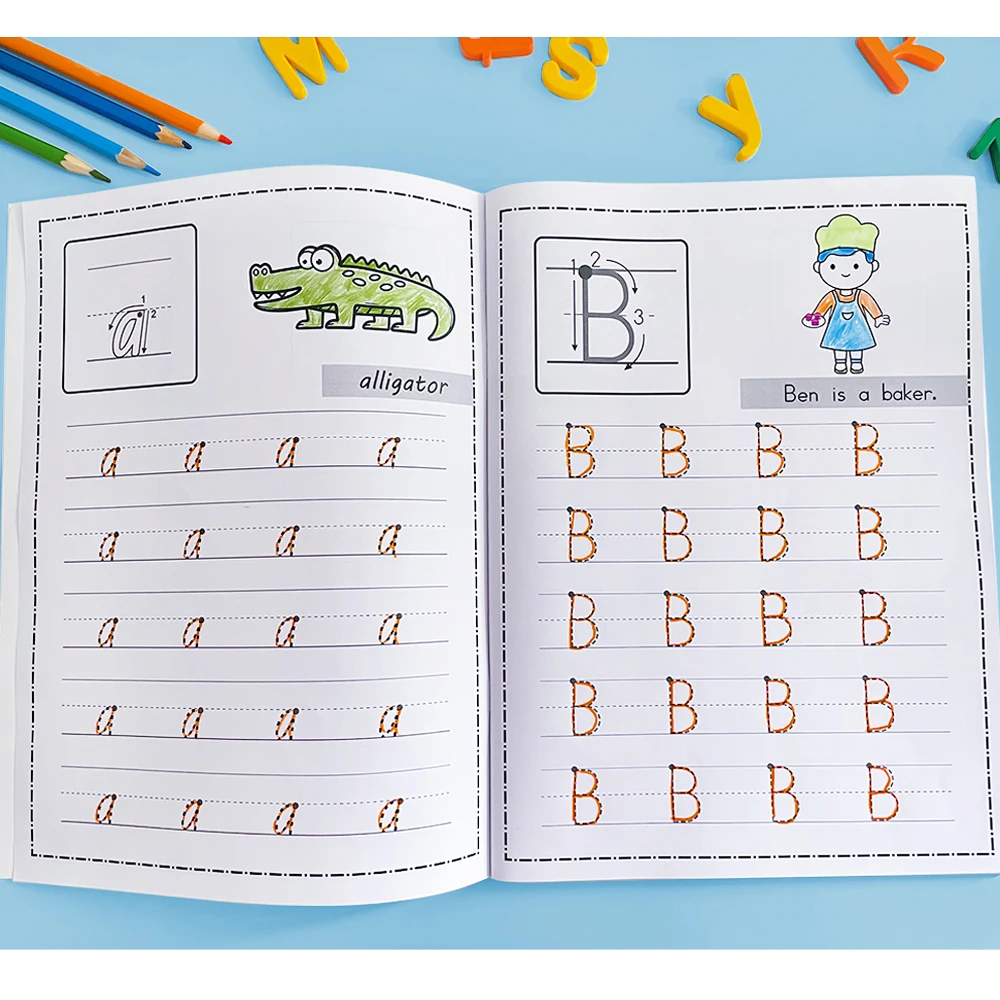 52Pages English 26 Letter Tracing Practice Book Copybook for Kid Children Learning Toys Workbook Montessori Alphabet 2