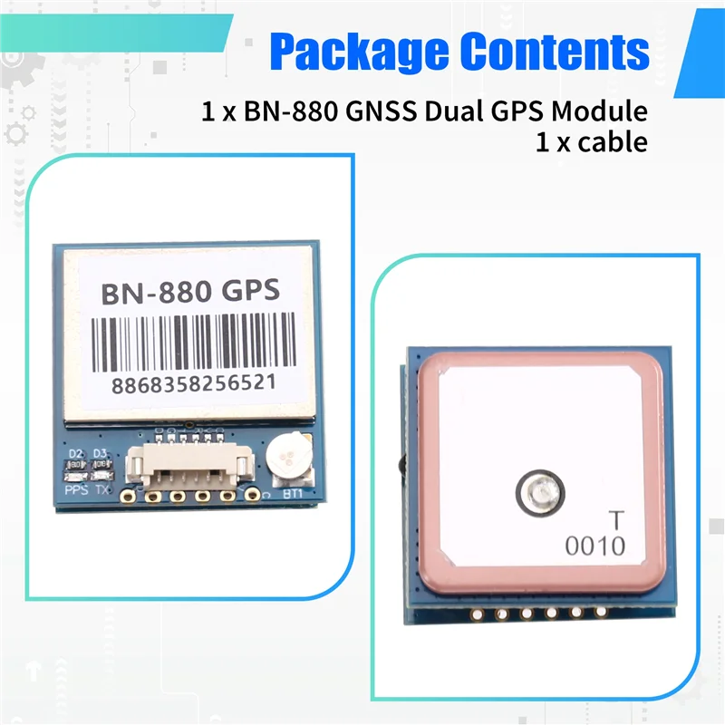 A73E-BN-880 AMP2.6/PIX-HAWK 비행 컨트롤러용 QMC5883L 나침반 센서가 통합된 GNSS 듀얼 GPS 모듈