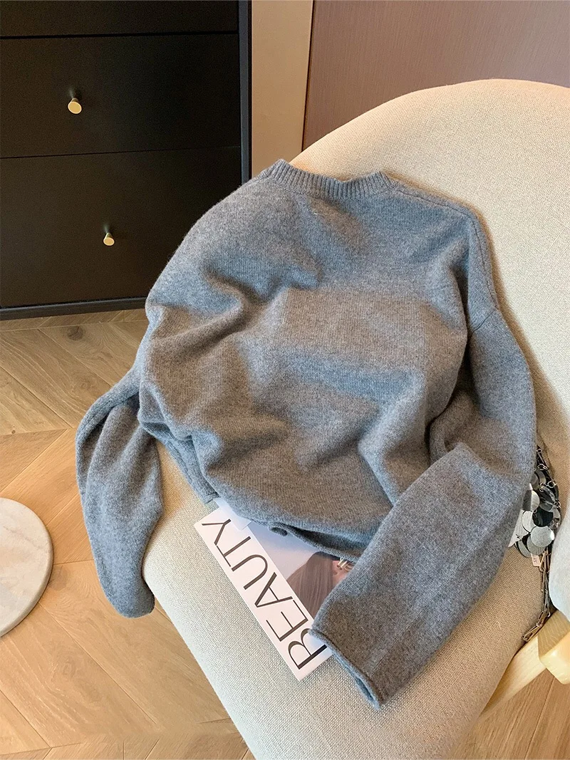 Luxury Brand Design Saturn Knit Embroider Long Sleeves Sweater T-shirt For Women Top Shirt Knitwear Tees Wear Y2k Clothing