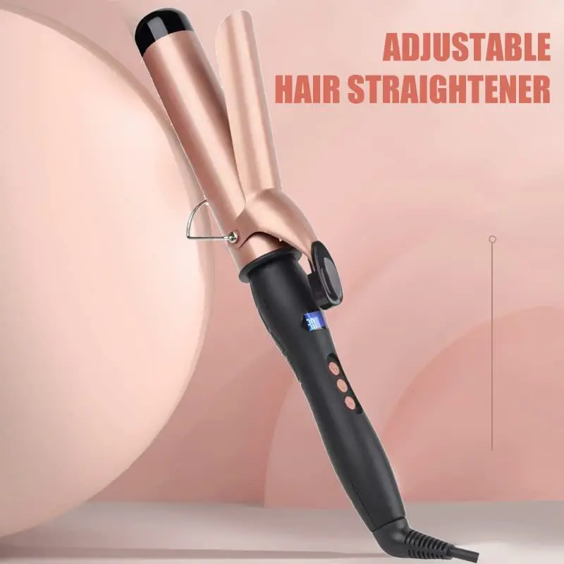 

38mm Golden Hair Curler with Clip Hair Curling Iron With LED Display and Temperature Control Curling Wand For Long Hair
