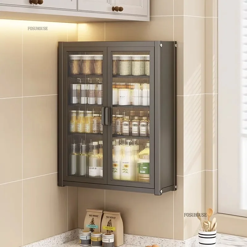 Minimalist Kitchen Cabinets Home Wall-mounted Storage Cabinets Multi-functional Dustproof Seasoning Bottle Kitchen Wall