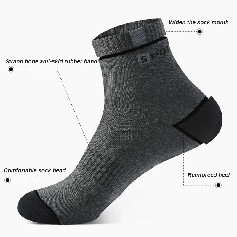 Cotton Sock 5 Pairs for Men Sport Breathable Soft Letter Fashion Sneakers High Elastic Middle Tube Stocking Towel Sox Summer