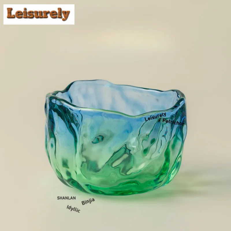 100ML Flowing Cloud Glass Color Crystal Teacup Creative Tea Bowl Mug Tea-tasting Fragrance Cup Chazhan Master Cups Teaset Saucer