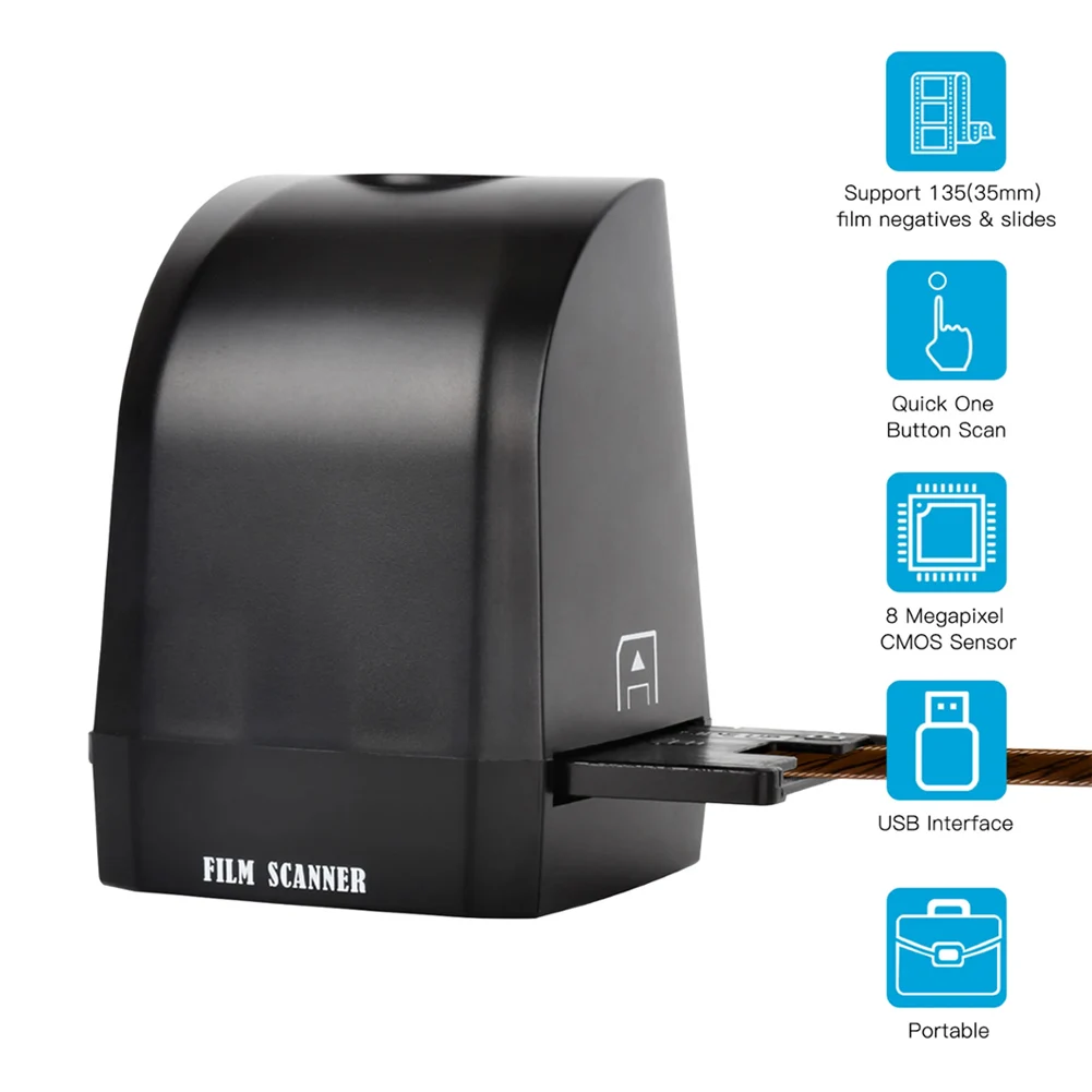 

High Resolution 8MP 135mm35mm Film Scanner Portable 22MP Negative Film Scanner 35mm Slide Converter Photo Digital Image Viewer
