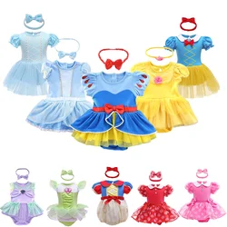 Newborn Elsa Snow White Tutu Dress For Baby Girl Princess First Birthday Party Clothes Toddler Bebes Rompers Cute Tulle Vestidos