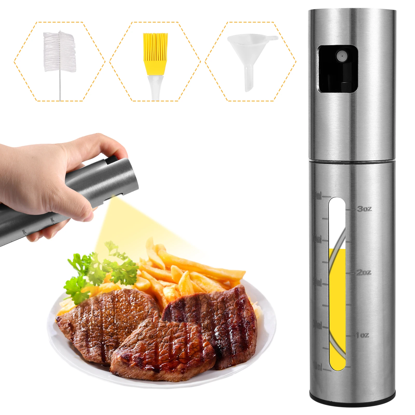 4pcs Spray Oil Bottle Olive Oil Dispenser Air Fryer Spritzer Kitchen BBQ Cooking Can Graduated Edible Sprayer Container