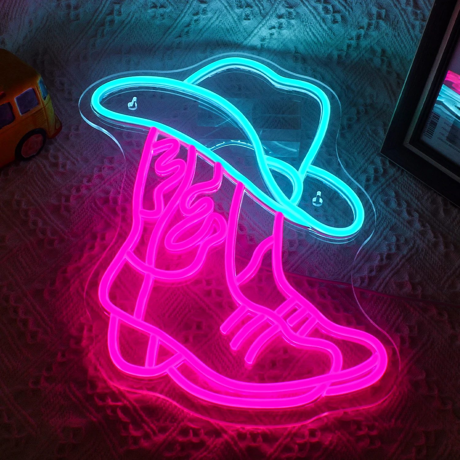 Cowboy Boot Neon Sign Wall Decor LED Light Up Signs For Game Room Bedroom Western Club Shop Bar Man Cave Birthday Party Lamps