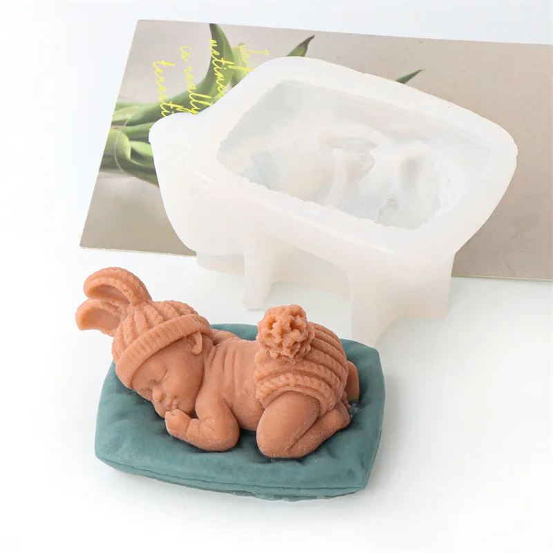 

3D Sleeping Baby Shape Silicone Mold DIY Fondant Chocolate Baking Tool Handmade Soap Scented Candle Plaster Resin Making Mould