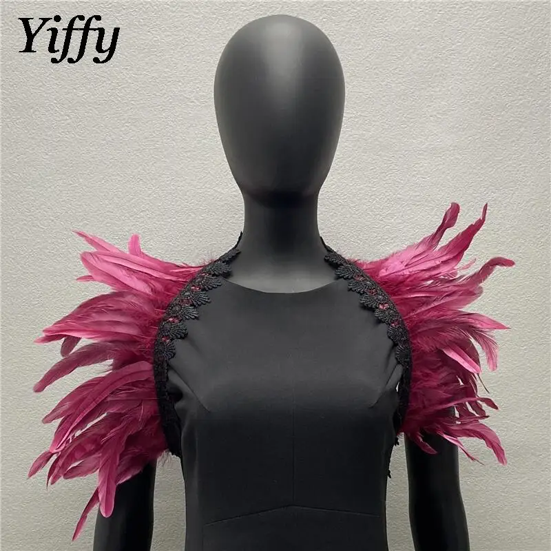 

Women Natural Feather Lace Shawl Shrug Fake Collar Collar Cape Scarf Wrap Makeup Ball Halloween Role Play Costume Accessorie