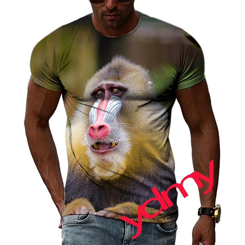 

Summer Tide Fashion Mandrill Picture T-Shirts For Men Casual 3D Print Tees Hip Hop Personality Round Neck Short Sleeve Tops