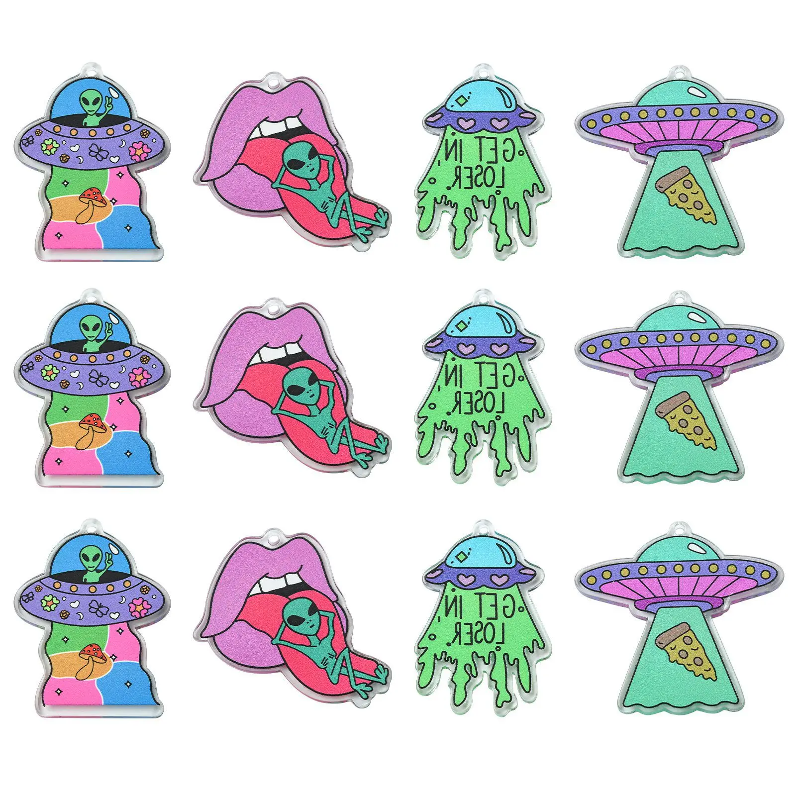 

Pandahall 16Pcs 4 Styles Alien Theme Charms UFO Flying Saucer Charms Acrylic Universe Space Charms for DIY Crafts Jewelry Making