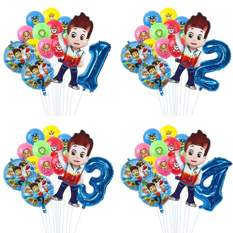1 Set Paw Patrol Foil Balloon Set Ryder Theme Compleanno Per Bambini 32 Pollici Digital Balloon Decoration Baby Shower Toy Supplies