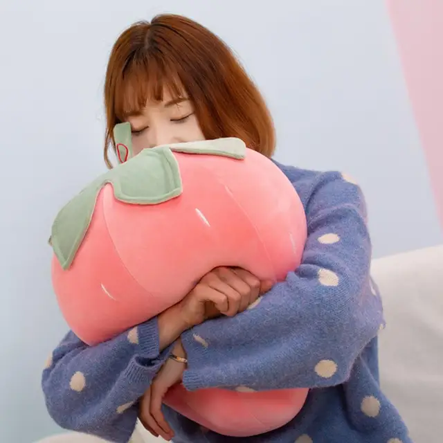 Strawberry Plush Pillow for Kids Super Soft Stuffed Fruit Toy Cute Cushion Seat Washable Christmas Gift for Children