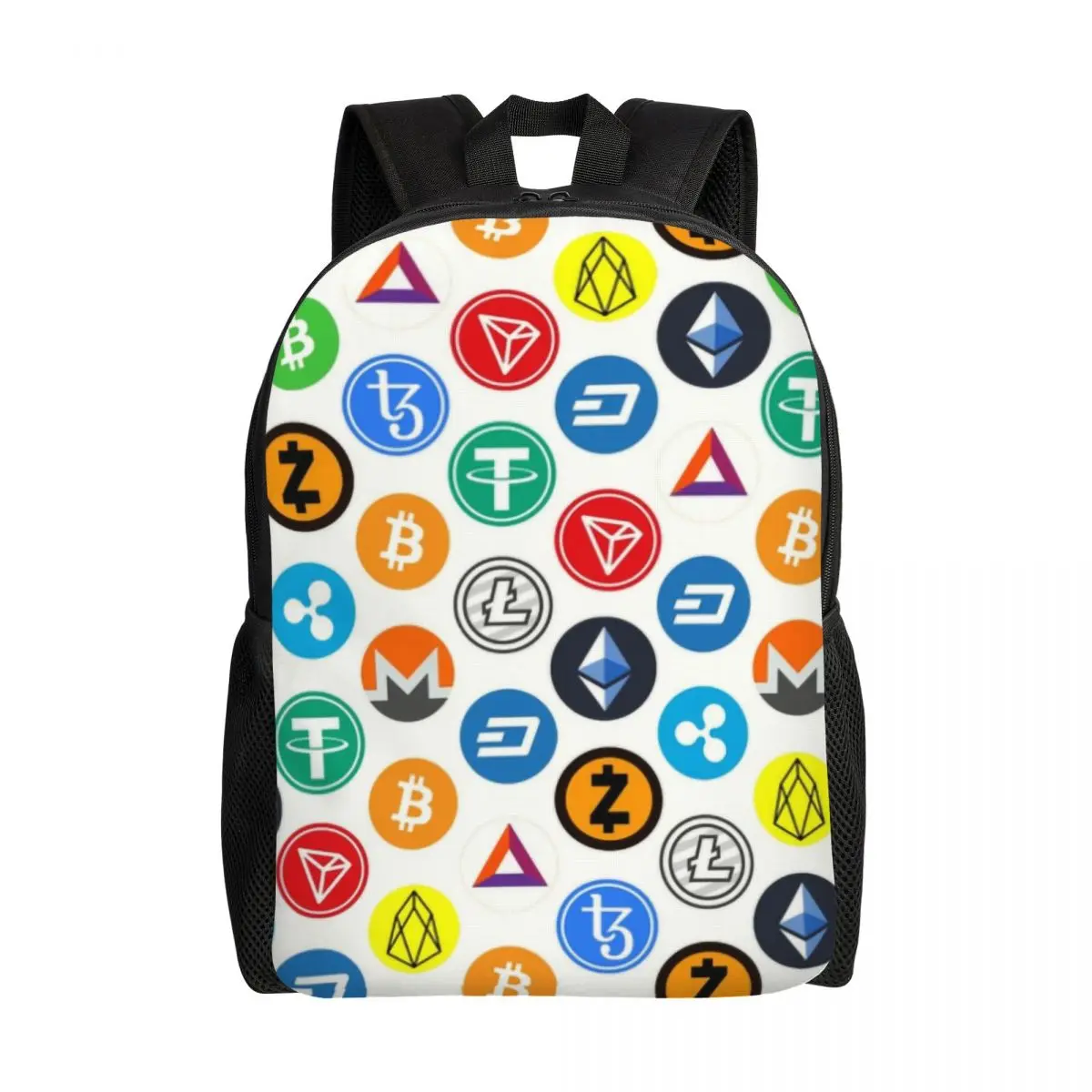 

Crypto Coins Altcoin Blockchain Logo Backpacks for Women Men Waterproof School College Bitcoin Ethereum Bag Printing Bookbags