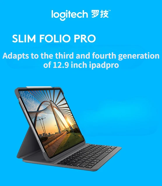 Logitech Slim Folio Funda con Teclado Bluetooth Gris para iPad 7/8/9  Generación