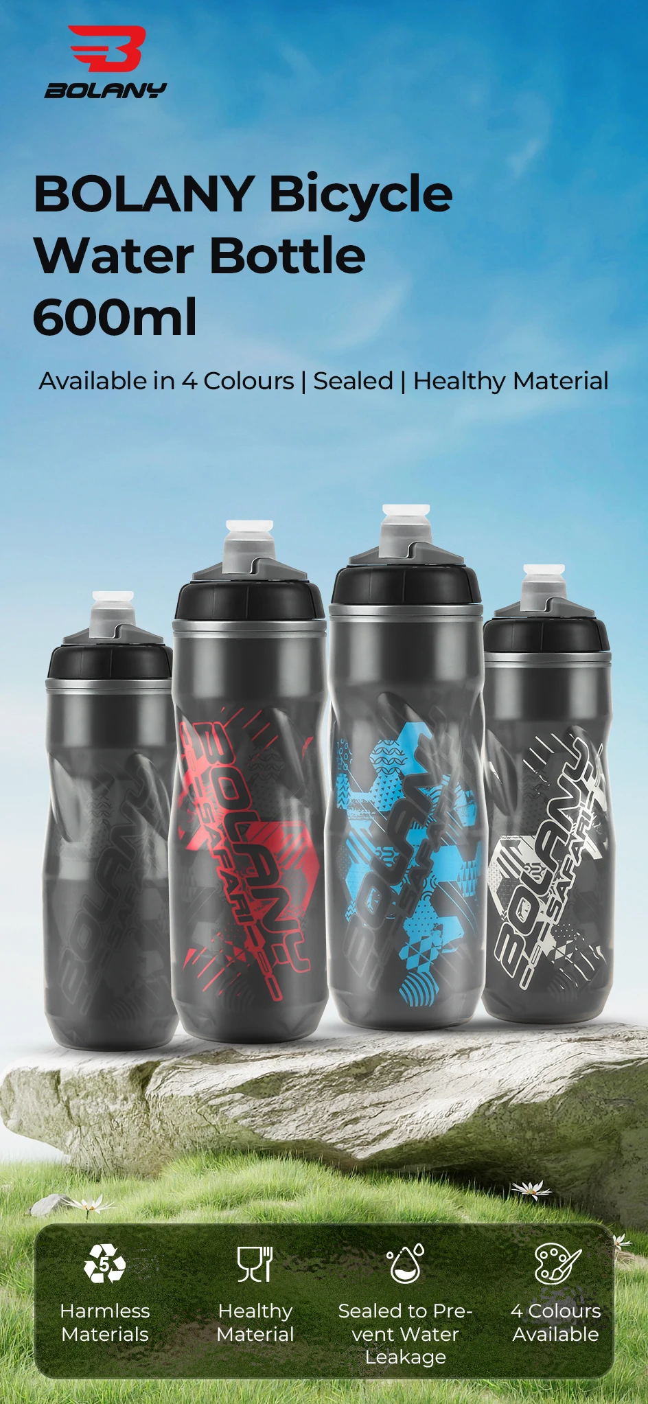 Description Picture 2 of itemBolany Bicycle Water Bottle 600ml Light Mountain Bottle PP5 Heat - And Ice-protected Outdoor Sports Cup Cycling Equipment