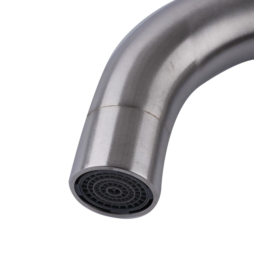 

Stainless Steel Silver Single Cold Sink Faucet Kitchen Bathroom Counter Basin Faucet Single Handle Connection Washbasin Tap
