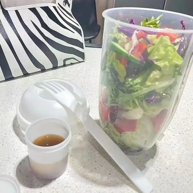 Multi Functional Salad Cup with Fork and Lid Yogurt Cup with Large Capacity Portable Breakfast Portable Tool Accessories