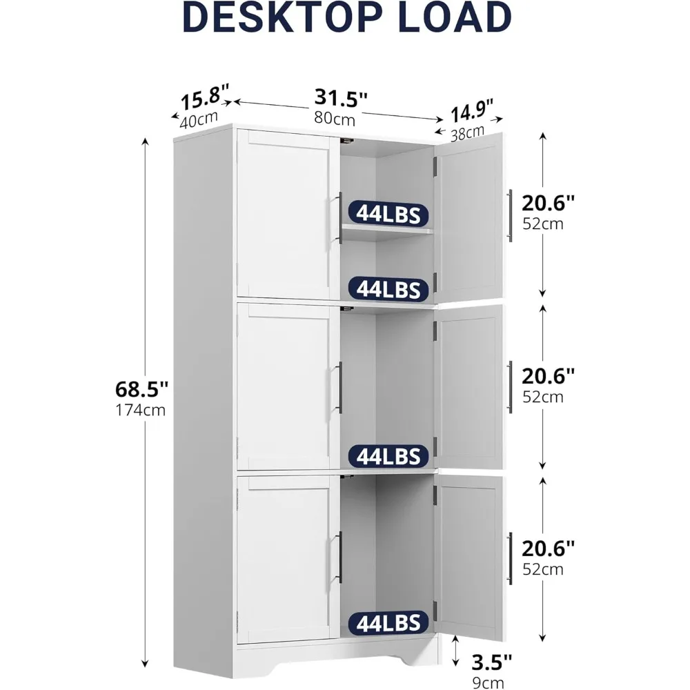 Six-Door Pantry Cabinet Side View