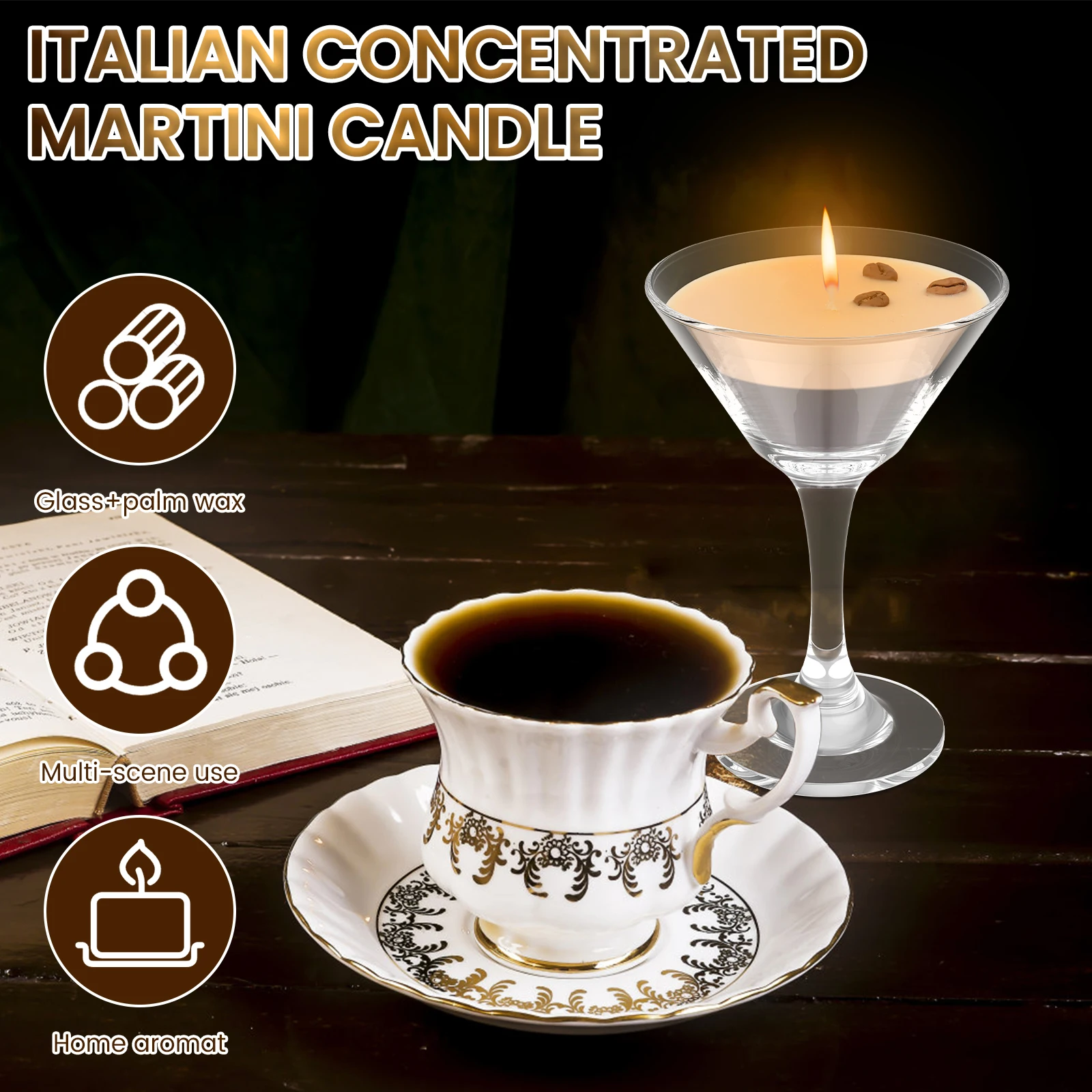 1Pc Scented Candles Espresso Martini Candle Decorative Coffee Martini Candle Elegant Coffee Bar Decor Candle for Women Girl Gift
