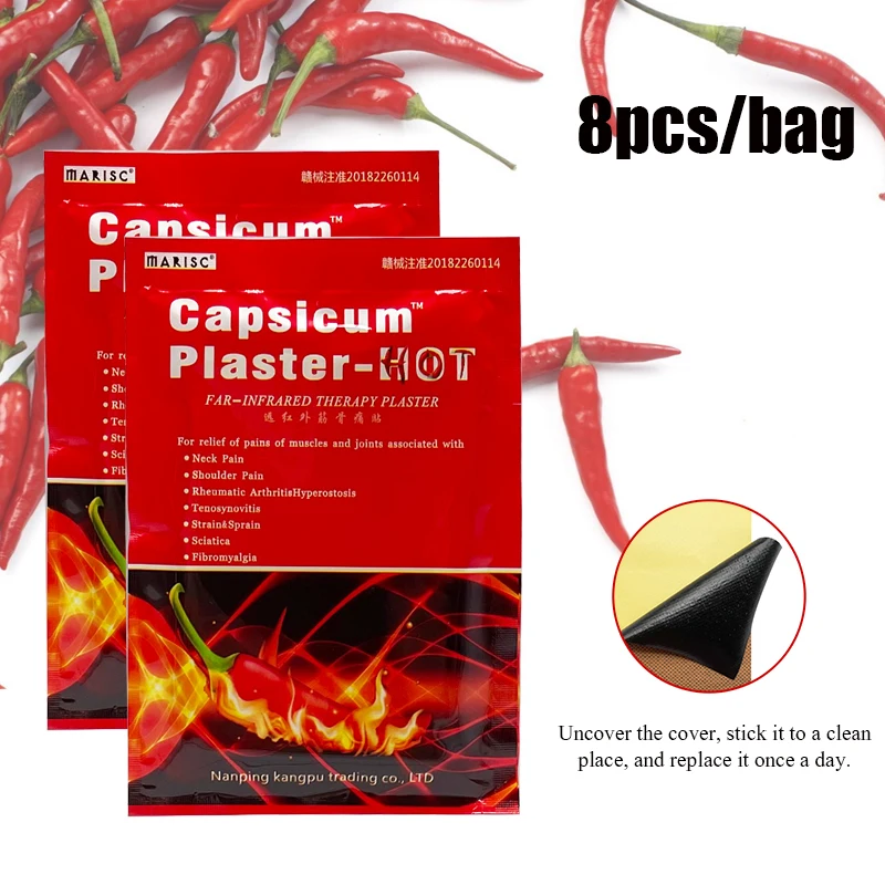 

8pcs Capsicum Body Back Pain Care Patch Arthritis Rheumatoid Neuralgia Pain Relief Plaster Lumbar Back Analgesics Dressing
