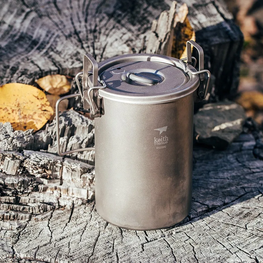 Keith Ti6300 Multifunctional Outdoor Camping Rice Cooker Titanium Pot Set Hiking Travel Picnic Cooking Pot 3