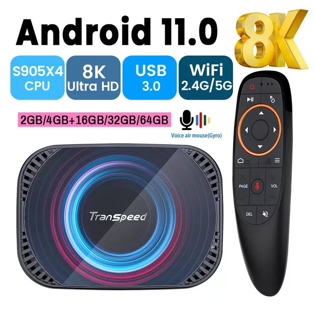 Transpeed Amlogic S905X4 Android 11 TV Box 4K 8K 3D Video Fast TV receiver BT4.0 Dual Wifi Media Player Set top box 1