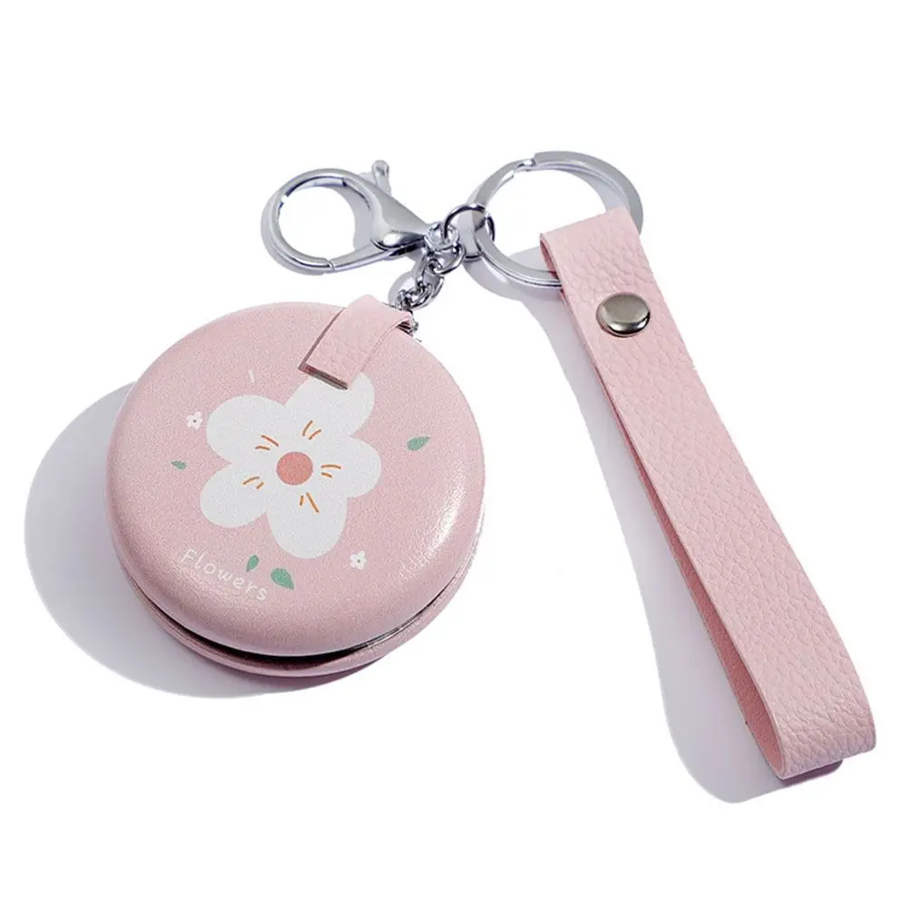 Cartoon Pocket Mirror Small PU Leather Compact 2 Sides Mirror Round/Square Plastic Beauty Makeup Mirror Travel