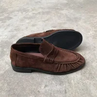New French retro flat shoes made of pure handmade calf leather, Le Fu women's rubber sole, one-step comfortable and casual singl - Image 2